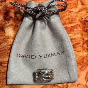 David Yurman Yellow Gold & Sterling Silver Double X Crossover Ring
